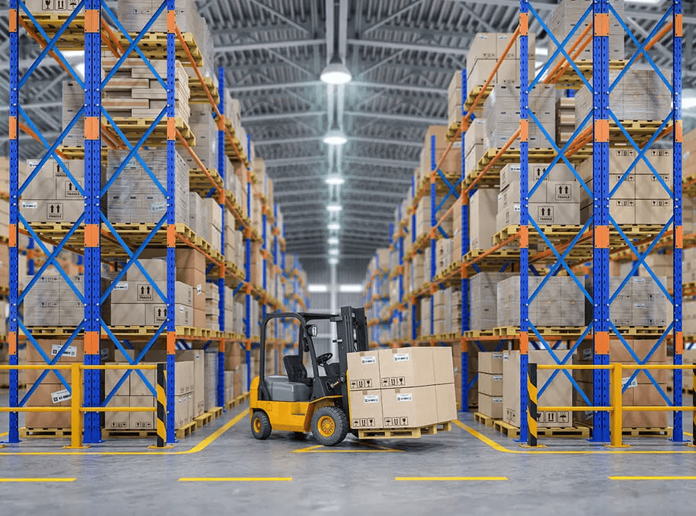 FBA preparation facility with product labeling and packaging